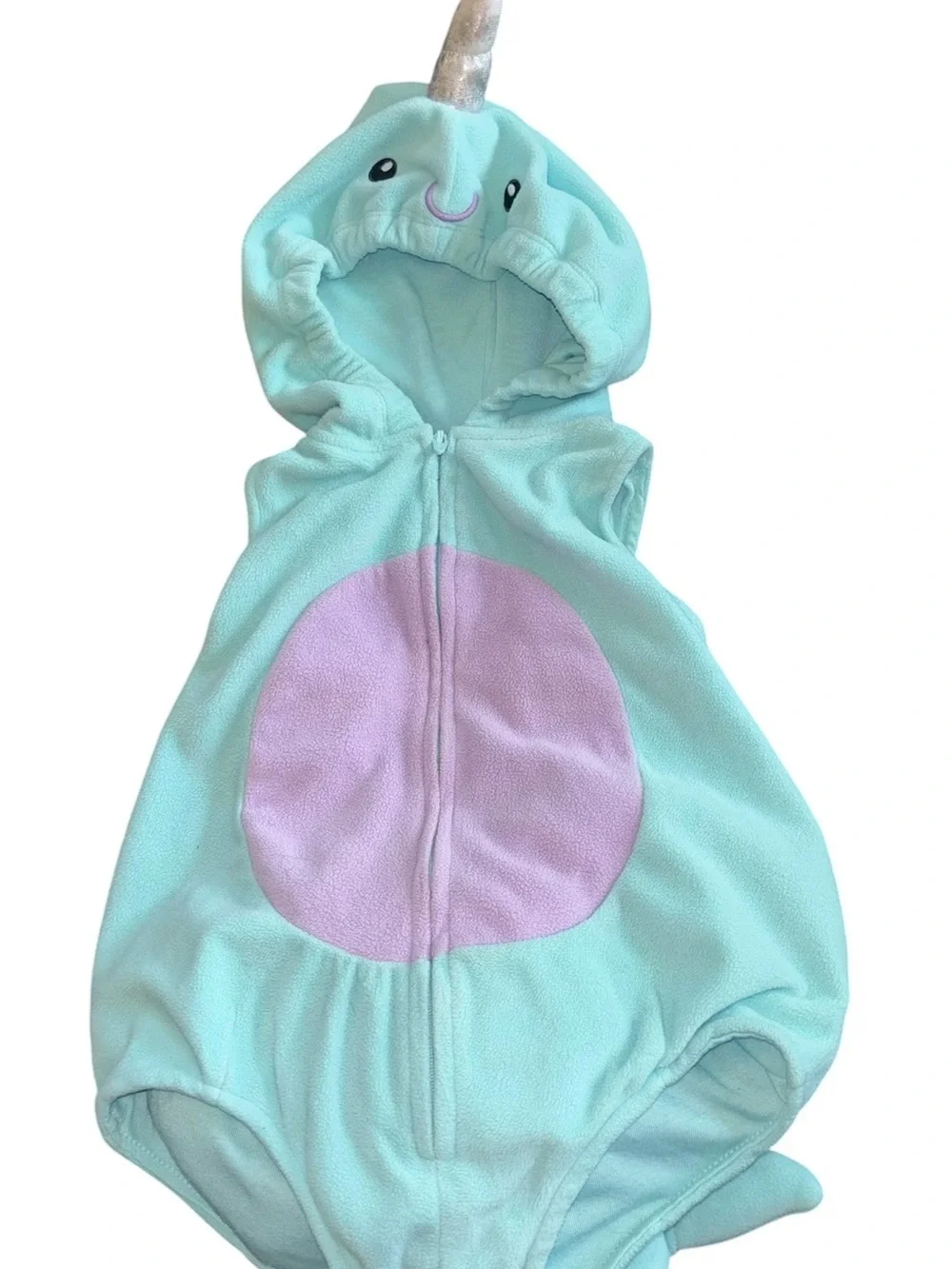 Carter's Baby Narwhal Halloween Costume Sz 12MO Cozy Zip Up Hoodie Warm Dress Up